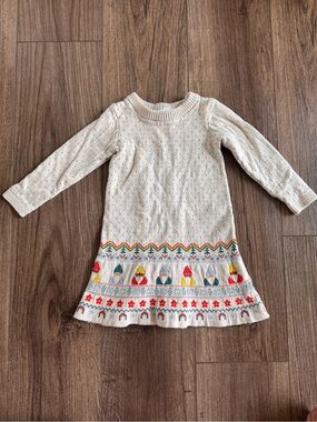 Hanna Andersson Baby Holiday Sweater Dress, Rainbow Gnomes on Ecru
18-24 mos